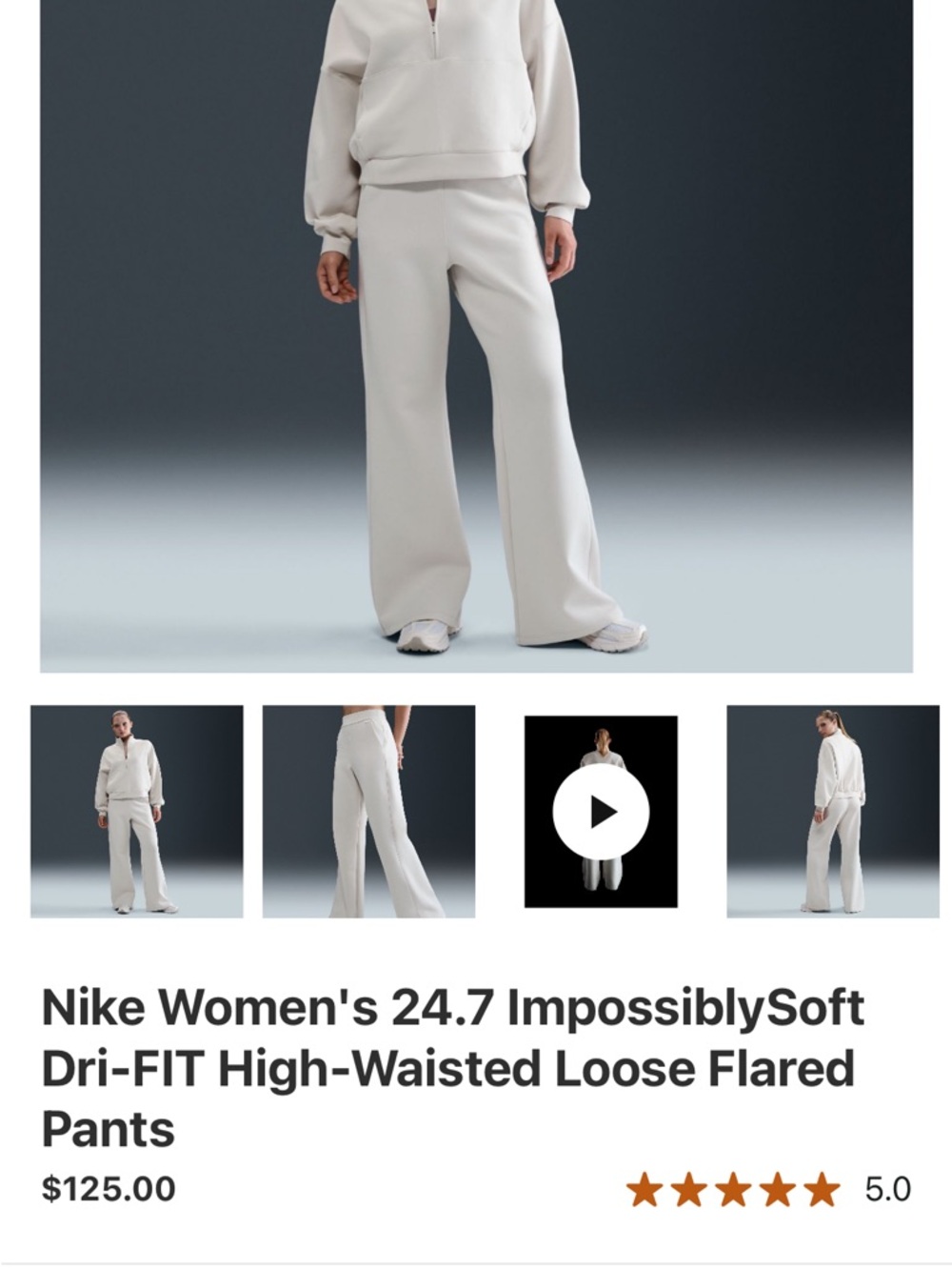 Nike Women's High-Waisted Loose Flared Pants in Light Beige